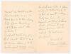 Vyell Edward Walker. Middlesex 1859-1877. Three page folding letter handwritten in ink from Walker to the cricket author, W.A. Bettesworth, dated 29th May 1900 with good cricket content. The date of the letter corresponds with the publication in 1900 of B