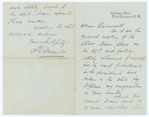 Andrew Ernest Stoddart. Middlesex & England 1885-1900. Two page folding letter handwritten in ink by Stoddart, undated. Writing to &lsquo;Dear [A.W.] Rammell, Stoddart is handing in his resignation as President of The Stoics Cricket Club. He states, &lsquo;What you w