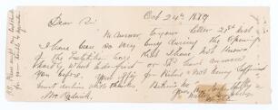 Walter Alexander Humphreys. Sussex & Hampshire 1871-1900. Single page handwritten letter/ note in ink from Humphreys to &lsquo;Mr Padwick&rsquo; dated 24th October 1889. Humphreys appears to be replying to an offer to buy a picture from him, stating &lsquo;I have been so v