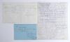 Indian Test cricketers. Three handwritten letters/ notes signed by Indian Test cricketers responding to requests for their autographs. Signatures are Thirumalai Echambadi &lsquo;T.E.&rsquo; Srinivasan (one test 1980/81) dated 6th February 1982, Rakesh Chandra Shukla 