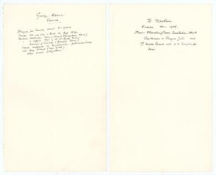 George Brann and Billy Newham. Sussex C.C.C. Two large sheets of large &lsquo;ledger&rsquo; size paper (9.5&rdquo;x15.5&rdquo;), each very nicely signed in ink to the top of the page by the featured player who has then proceeded to write his career highlights below. One sheet is