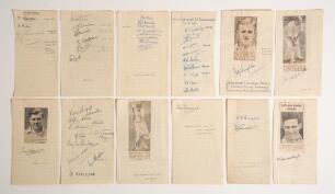 Northern County and Minor County autographs 1930s-1940s. A collection comprising over eighty autographs on ruled pages of cricketers of the period from northern Counties and Minor Counties including Northumberland, Durham and Staffordshire. Signed to rule