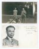 Jeoomai Makhija Naoomal. India 1932-1934. Mono postcard size photograph of Naoomal sitting with children with Sir Julian Cahn stood behind him in a park/garden. To verso the photograph is nicely signed by Naoomal with head and shoulders printed image of 