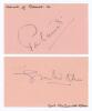 Iftikhar Ali Khan Pataudi. 8th Nawab of Pataudi. India Captain 1946 and Gul Mohammad, India 1946-1952. Excellent ink signatures of the two players on card pieces. Good condition