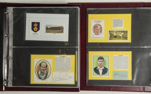 County and Australian signatures 1930s-1900s. Two red binders comprising a comprehensive and nicely presented collection of over one hundred and sixty signatures of County players and six Australian Test cricketers. The majority are signed individually to