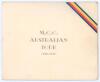 Hedley Verity and Maurice Leyland. Yorkshire & England. Official M.C.C. Christmas card from the M.C.C. tour of Australia 1936/37. With &lsquo;M.C.C. Australian Tour 1936-37&rsquo; title and M.C.C. colours to cover. To inside a paper insert with picture of the M.C.C. - 2
