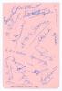 West Indies tour of England 1939. Pink album page nicely signed by fifteen members of the touring party plus the tour manager J.M. Kidney. Signatures are Grant (Cpt), Cameron, Gomez, Barrow, Headley, Williams, Weekes,V.H. Stollmeyer, J.B. Stollmeyer, Bayl