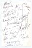 West Indies tour of England 1957. Sepia real postcard of the West Indies touring team to England. Nicely signed to verso by all seventeen members of the touring team in ink. Signatures are Goddard (Cpt), Walcott, Alexander, Asgarali, Atkinson, Dewdney, Ga