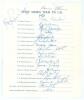 West Indies tour to England 1973. Official autograph sheet fully signed by all eighteen original members of the West Indies touring party. Players&rsquo; signatures Kanhai (Captain), Boyce, Camacho, Foster, Fredericks, Gibbs, Holder, Inshan Ali, Julien, Kallich