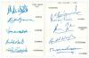 West Indies &lsquo;World Cup&rsquo; 1975. Two album pages, one signed back to back by all fourteen members of the World Cup squad plus the manager Clyde Walcott. Players&rsquo; signatures are Lloyd (Cpt), Boyce, Holder, Richards, Kallicharran, Gibbs, Foster, Roberts, Fred - 2
