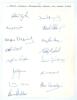 West Indies &lsquo;World Cup&rsquo; 1983. Sheet with handwritten title and signed in ink by all fifteen members of the squad. Signatures are Lloyd (Cpt), Richards, Bacchus, Dujon, Garner, Gomes, Greenidge, Haynes, Holding, Logie, Daniel, Marshall, Roberts, Davis and 