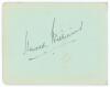 Australia tour to England 1934. Small album page very nicely signed in black ink by eleven members of the Australian touring party. Signatures are Woodfull (Captain), Chipperfield, Ebeling, Oldfield, Fleetwood-Smith, Wall, Brown, Barnett, Grimmett, Kippax - 2
