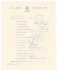 M.C.C. tour to Australia & New Zealand 1962/63. Official M.C.C. autograph sheet with printed title and players&rsquo; names, nicely signed in ink by sixteen of the listed playing members of the touring party. Signatures are Dexter (Captain), Cowdrey, Allen, Bar