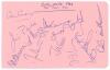 England v West Indies 1966. Album page signed in biro by the eleven members of the England team for the 4th Test, Headingley 4th- 8th August 1966. Signatures are Cowdrey (Captain), Parks, Higgs, Graveney, Boycott, D&rsquo;Oliveira, Barber, Snow, Titmus, Underwo