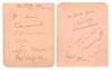 All India tour of England 1936. Album page very nicely signed in ink to both sides of the page by sixteen members of the Indian touring party to England in 1936. Signatures are Maharajkumar of Vizianagram, Amarnath, Hindlekar, Jai, S.M. Hussain, Nayudu, W