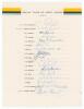 India tour to West Indies 1961/62. Rare official autograph sheet with printed title and players&rsquo; names, fully signed in ink by all seventeen listed members of the Indian touring party. Signatures are Contractor (Captain), Nawab of Pataudi, Jaisimha, Umrig