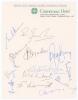 India v Pakistan 1979/80. Sheet of &lsquo;Connemara Hotel&rsquo; (Madras) headed note paper signed in biro by thirteen members of the Indian team. Typed title to top &lsquo;Indian Test Quad against Pakistan 1979-80&rsquo;. Signatures include Gavaskar (Captain), Kirmani, Yadav, B