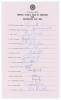 &lsquo;Indian Team&rsquo;s tour of England for Prudential World Cup 1983&rsquo;. Large official autograph sheet with printed title and players&rsquo; names, nicely and fully signed in ink by all fifteen listed members of the touring party. Signatures are Kapil Dev (Captain), Ama
