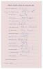 &lsquo;Indian Team&rsquo;s tour of England 1982&rsquo;. Large official autograph sheet with printed title and players&rsquo; names, signed in ink by all sixteen listed playing members of the touring party. Signatures are Gavaskar (Captain), Vishwanath, Kapil Dev, Doshi, Kirmani,