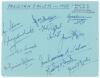 Pakistan Eaglets tour to England and Wales 1958. Album page nicely signed in ink by thirteen members of the Pakistan team for the final match of the tour v Kent 2nd XI, Dumpton Park, Broadstairs, 25th & 26th August 1958. Signatures include Mohammad Saleem