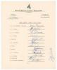 South Africa v Australia 1957/58. Rare official South African Cricket Association autograph sheet with printed title and players&rsquo; names. The sheet, most probably for the 4th Test at Johannesburg 7th- 12th February 1958, is fully signed by the listed playe