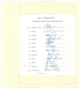 South Africa. Natal v Western Province 1972/73. Official autograph sheet with typed title and players&rsquo; names for the match played at Newlands 24th- 27th November 1972. Fully signed in biro by all twelve listed members of the Natal team. Signatures are Tri