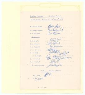 South Africa. Eastern Province v Western Province 1972/73. Official autograph sheet with handwritten title, players&rsquo; names and amendments, for the match played at Newlands 12th- 15th January 1973. Fully signed in biro by the twelve members of the Eastern 