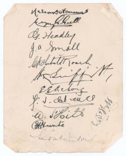 West Indies v England 1929/30. Album page very nicely signed by the twelve members of the West Indies team who played England in the 2nd Test at Port of Spain, Trinidad, 1st- 6th February 1930. Signatures are Betancourt (Captain), Grell, Headley, Small, R