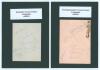 Midland county teams 1930&rsquo;s. Two album pages featuring the signatures of Derbyshire and Northampton players, each page laid down to black card with typed heading to top and players names on sheet to back of card. Signatures are Storer, D. Smith, Alderman,