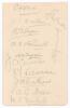 Essex C.C.C. 1925. Album page nicely signed in pencil by eleven members of the Essex team. Signatures are L.C. Eastman, C.T. Ashton, F.W. Gilligan, C.A.G. Russell, A.B. Hipkin, J. O&rsquo;Connor, J.R. Freeman, J.A. Cutmore, A.G. Daer, M.S. Nichols and the rarer