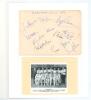 Derbyshire C.C.C. 1954 & 1957. Two album pages, one signed in blue ink by eight, the other by twelve members of Derbyshire teams. Signatures include Willatt, Carr, Gladwin, Kelly, E. Smith, Green, Revill, Carter, Hamer, Morgan, Dawkes, Gibson, Lee etc. Th - 2