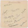 Glamorgan C.C.C. 1936. Album page nicely signed in ink by the eleven members of the Glamorgan team that played against Yorkshire at Hull, 1st- 3rd July 1936. Signatures are Turnbull (Captain), Dyson, Mercer, Brierley, Duckfield, Smart, D. Davies, D.E. Dav
