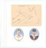 Glamorgan C.C.C. 1957. Album page signed in ink and pencil by eleven members of the Glamorgan team. Signatures include Gatehouse, W. Jones, Haydn Davies, Hedges, McConnon, Parkhouse, Walker, Hugh Davies, Watkins, Ward etc. The page lightly mounted to larg