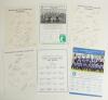 Gloucestershire C.C.C. 1988-2005. Six official autograph sheets for seasons 1988 (19 signatures), 1989 (11), 1994 (25), c.1998 (13), 2001 (21), and 2005 (24). Signatures include Graveney, Athey, Greene, Lloyds, Jarvis, Alleyne, Ball, Stovold, Walsh, Coope