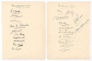 &lsquo;Gloucestershire&rsquo; and &lsquo;Gentlemen&rsquo; 1909. Large album page very nicely signed in ink to one side by ten members of the 1909 Gloucestershire team and, to the verso, by the twelve members of the Gentlemen team for the match v Players at the Kennington Oval, 8