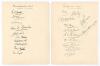 &lsquo;Gloucestershire&rsquo; and &lsquo;Gentlemen&rsquo; 1909. Large album page very nicely signed in ink to one side by ten members of the 1909 Gloucestershire team and, to the verso, by the twelve members of the Gentlemen team for the match v Players at the Kennington Oval, 8