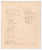 Kent C.C.C. circa 1899. A very rare lined page beautifully signed in black ink by twenty six Kent players. The page headed Kent and signed in two vertical rows. The signatures are A. Hearne, Kent 1884-1906, W.D. Wright 1888-1899, W. Hearne 1887-1896, F. M