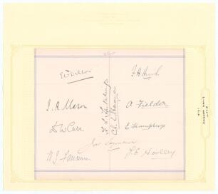 Kent C.C.C. County Champions 1910. Two pages very nicely signed in black ink by twenty players who took part in the Champion County match, Kent v The Rest, at Kennington Oval 12th- 15th September 1910. The full Kent team signatures are Dillon (Captain), B