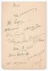 Kent C.C.C. 1930. Album page very nicely signed in ink by thirteen members of the Kent team. Signatures include Woolley, Chapman, Freeman, Valentine, Crawley, Wright, Pearce, Watt, Hardinge, Ames etc. Good condition