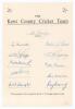 &lsquo;The Kent County Cricket Team&rsquo; 1950. Official &lsquo;Doug Wright Benefit Fund&rsquo; autograph sheet signed by the team. Eleven signatures in ink including Clark (Cpt), Ames, Wright, Todd, Dovey, Edrich, Evans, Fagg, Hearn etc. Very good condition