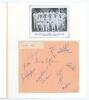 Kent C.C.C. c.1948 & 1955. Two album pages, one for c.1948 signed in ink by eight, the other for 1955 by eleven members of Kent teams. Signatures include Valentine, Davies, Evans, Fagg, Hearn, Crush, Dovey, Todd, Allan, Pettiford, Ufton, Wright, Phebey, W - 2
