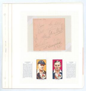 Lancashire C.C.C. 1930s-1950s. A selection of five album pages comprising signatures of four Lancashire teams of the period. One page is signed in pencil by ten members of the 1936 team including Iddon, Sibbles, Duckworth, Washbrook, Paynter, Booth, Parki