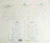 Leicestershire C.C.C. 1984-2003. Five official autograph sheets for seasons 1984 (14 signatures), 1992 (16), 1993 (16), 1997 (23), and 2003 (23). The 1993 sheet laid down to card. Signatures include Briers, Balderstone, Parsons, Willey, Roberts, Whitaker,