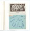Surrey C.C.C. c.1954/55. Two album pages comprising signatures in ink (one in pencil), each signed by eleven members of Surrey teams. Signatures include May (in pencil), Surridge, Stewart, A. & E. Bedser, McIntyre, Barrington, D. Pratt, Lock, Constable, L - 2