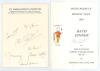 Somerset C.C.C. 1957. Album page signed in black ink by twelve members of the 1957 Somerset team. Signatures include Tremlett (Captain), Wight, Palmer, Langford, McMahon, Atkinson, McCool, Lomax, Lobb, Stephenson etc. Sold with two official menus for Bene - 2