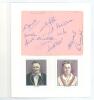 Somerset C.C.C. 1955, 1956 and c.1957. Three album pages comprising signatures in ink of Somerset teams of 1955 (thirteen signatures), 1956 (12) and c.1957 (12). Signatures include Tordoff, Stephenson, Wight, Tripp, Lobb, Hall, Lawrence, McMahon, Tremlett - 2