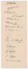 Yorkshire C.C.C. 1925. Two joined album pages beautifully signed in black ink by the twelve members of the Yorkshire team for the match v Sussex at Hove 29th August- 1st September 1921. Signatures are Lupton (Captain), Robinson, Leyland, Oldroyd, Macaulay