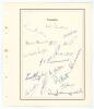 Yorkshire 1954. Large autograph sheet with printed black border taken from a player&rsquo;s benefit book nicely signed by sixteen members of the team. Signatures include Yardley(Cpt), L. Hutton, Watson, W. Sutcliffe, J. Cammish, Wardle, Trueman, Taylor, Appley