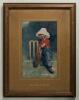 Edward Patrick Kinsella. Excellent selection of five large original colour prints of the boy cricketer in various guises. &lsquo;The Hope of His Side&rsquo;, &lsquo;Out First Ball&rsquo;, &lsquo;The Boss&rsquo;, &lsquo;Good Enough for His County&rsquo; and &lsquo;How&rsquo;s That?&rsquo;. Copyright &lsquo;E.P. Kinsella with o