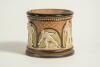 Doulton Lambeth stoneware tobacco jar, hand decorated with six moulded relief vignettes of cricketers to each arched roundel, three in various batting poses, one in wicket-keeping pose and two in fielding pose with an impressed overall flower motif on the - 4